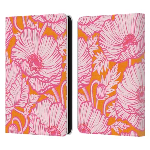 Head Case Designs Offizielle Micklyn Le Feuvre Knallrosafarbene Orangefarbene Mohnblume Flora Und Fauna Leder Brieftaschen Handyhülle Hülle Huelle kompatibel mit Amazon Kindle 11th Gen 6in 2022 von Head Case Designs