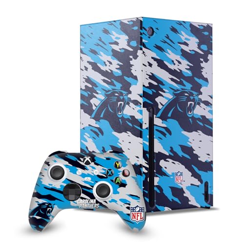 Head Case Designs Offizielle NFL Camou Carolina Panthers Spielekonsolen Wickeln Und Gamecontroller-Häute Im Paket kompatibel mit Xbox Series X von Head Case Designs