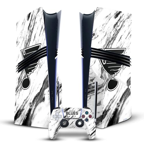 Head Case Designs Offizielle NHL Marmor St Louis Blues Vinyl Haut Gaming Aufkleber Abziehbild Abdeckung kompatibel mit Sony Playstation 5 PS5 Pro Disc Edition Console & DualSense Controller von Head Case Designs