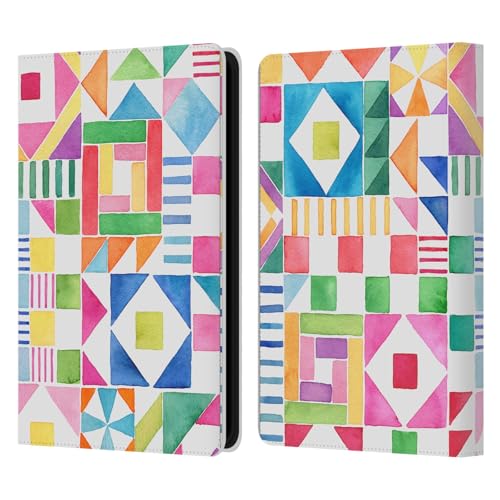 Head Case Designs Offizielle Ninola Geometrisches Patchwork Farbenfrohe Drucke Leder Brieftaschen Handyhülle Hülle Huelle kompatibel mit Kindle Paperwhite 5 (2021) von Head Case Designs