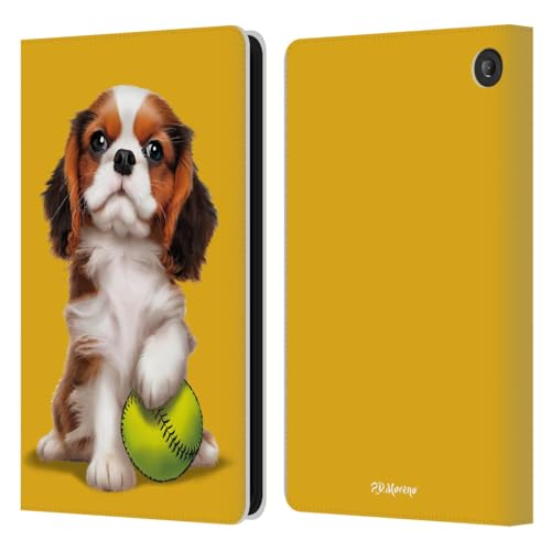 Head Case Designs Offizielle P.D. Moreno Cavalier King Charles Baseball Sportliche Welpen Leder Brieftaschen Handyhülle Hülle Huelle kompatibel mit Amazon Fire 7 2022 von Head Case Designs