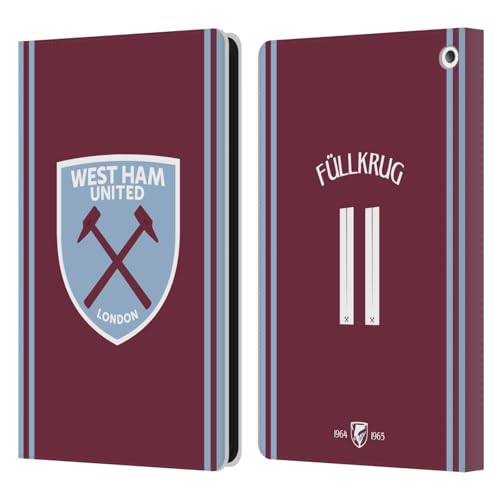 Head Case Designs Offizielle West Ham United FC Niclas Füllkrug 2024/25 Spieler Home Kit Leder Brieftaschen Handyhülle Hülle Huelle kompatibel mit Fire HD 8/Fire HD 8 Plus 2020 von Head Case Designs