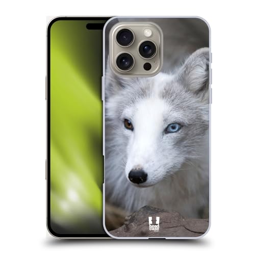 Head Case Designs Polarfuchs Mit Farbigen Augen Bekannte Tiere Harte Rueckseiten Handyh�lle H�lle Huelle kompatibel mit Apple iPhone 16 Pro von Head Case Designs