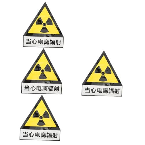 Healifty 4 Stück Strahlungswarnaufkleber gießen Zeichen nicht eingeben Warnweste Vorsichtsaufkleber Punkt Sicherheitsaufkleber PVC-Aufkleber Strahlungsgefahr-Symbolschild Achtung Zeichen von Healifty