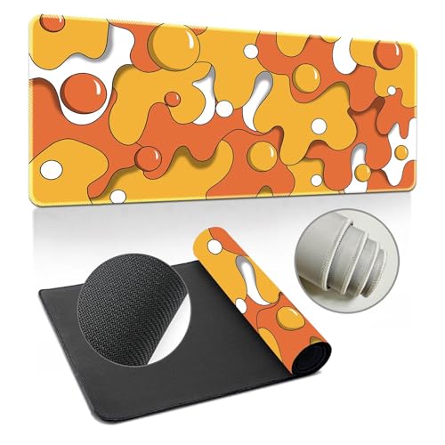 Hearda Mauspad XXL/XL/L, Abstrakte Blasen Gaming Mauspad, Mauspad mit Anti - Rutsch Gummiboden, Vernähte Kanten Mousepad, Abstraktes Mouse pad für Büro, Zuhause (700x300x3mm,Orange) von Hearda