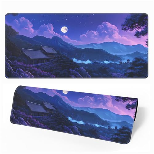 Hearda Mauspad XXL/XL/L, Anime-Landschaft Gaming Mauspad, Mauspad mit Anti - Rutsch Gummiboden, Vernähte Kanten Mousepad, Abstraktes Mouse pad für Büro, Zuhause (Lila,800x300x3mm) von Hearda