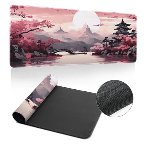 Hearda Mauspad XXL/XL/L, Berglandschaft Gaming Mauspad, Mauspad mit Anti - Rutsch Gummiboden, Vernähte Kanten Mousepad, Abstraktes Mouse pad für Büro, Zuhause (Landschaft,700x300x3mm) von Hearda