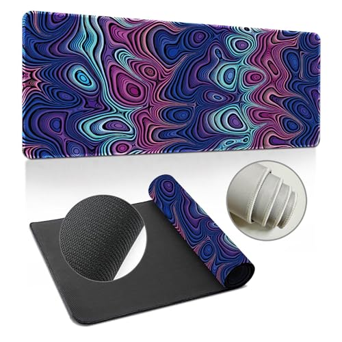 Hearda Mauspad XXL/XL/L, Blaue Linien Gaming Mauspad, Mauspad mit Anti - Rutsch Gummiboden, Vernähte Kanten Mousepad, Abstraktes Mouse pad für Büro, Zuhause (1200x600x3mm,Abstrakt 5) von Hearda