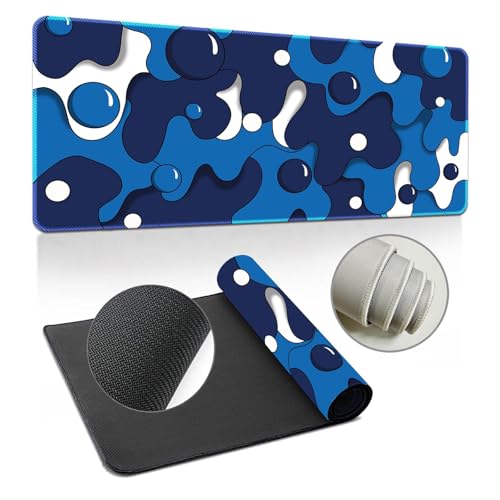 Hearda Mauspad XXL/XL/L, Bunte Blasen Gaming Mauspad, Mauspad mit Anti - Rutsch Gummiboden, Vernähte Kanten Mousepad, Abstraktes Mouse pad für Büro, Zuhause (700x300x3mm,Blau) von Hearda