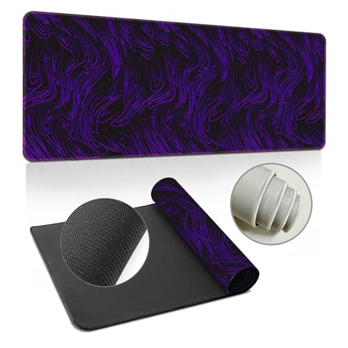 Hearda Mauspad XXL/XL/L, Bunte Konturlinien Gaming Mauspad, Mauspad mit Anti - Rutsch Gummiboden, Vernähte Kanten Mousepad, Abstraktes Mouse pad für Büro, Zuhause (600x300x3mm,Lila) von Hearda