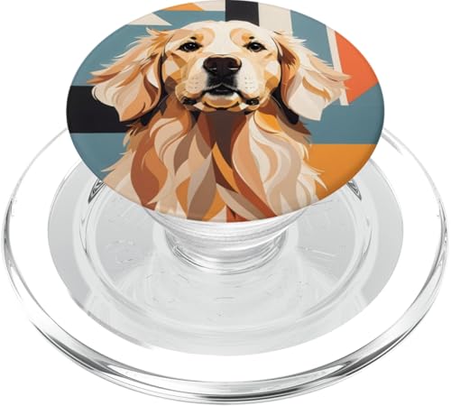 Golden Retriever Minimalistisches Porträt - Moderner geometrischer Hund PopSockets PopGrip für MagSafe von Heavenwear