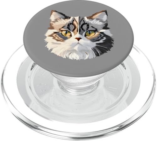 Minimalistische persische Katzenkunst – Kätzchen im Vintage-Retro-Stil PopSockets PopGrip für MagSafe von Heavenwear