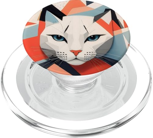 Moderne geometrische Katzenkunst: stilvolle Kätzchen & mehr PopSockets PopGrip für MagSafe von Heavenwear