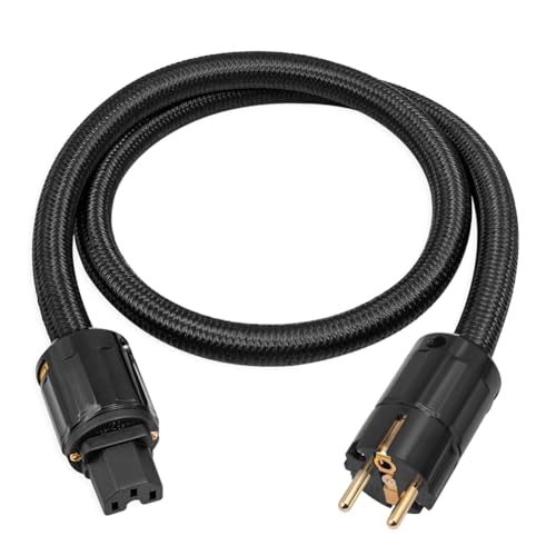 Hebupoe 12AWG HiFi Stromkabel, HiFi Stromkabel EU Stromkabel, 250V/15A für Lautsprecher, Subwoofer, Plattenspieler, Verstärker 100cm von Hebupoe