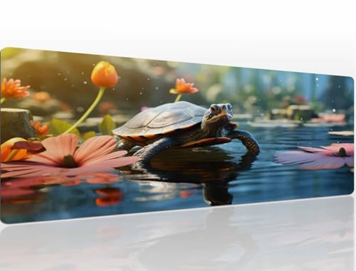 Mauspad 1200x600x4 mm Lotus Mousepad XXL Gaming Mauspad Groß Mouse Pad Schreibtischunterlage Vernähte Kanten Wassxerdicht Maus Pad Mauspads Tischunterlage Schreibtisch Mouspad für Home Office A588 von Heeboode