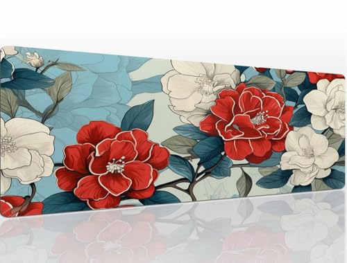 Mauspad 1600x800x4 mm Flower Mousepad XXL, Speed Gaming Mauspad Groß Mouse Pad Schreibtischunterlage, Wassxerdicht Maus Pad, Mauspads Tischunterlage Schreibtisch Mouspad für Home Office A758 von Heeboode