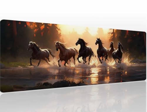 Mauspad 1600x800x4 mm Horse Mousepad XXL Gaming Mauspad Groß Mouse Pad Schreibtischunterlage Vernähte Kanten Wassxerdicht Maus Pad Mauspads Tischunterlage Schreibtisch Mouspad für Home Office A502 von Heeboode