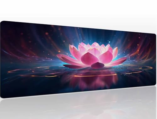 Mauspad 600x300x4 mm Lotus Mousepad XL Gaming Mauspad Klein Mouse Pad Schreibtischunterlage Vernähte Kanten Wassxerdicht Maus Pad Mauspads Tischunterlage Schreibtisch Mouspad für Home Office A590 von Heeboode