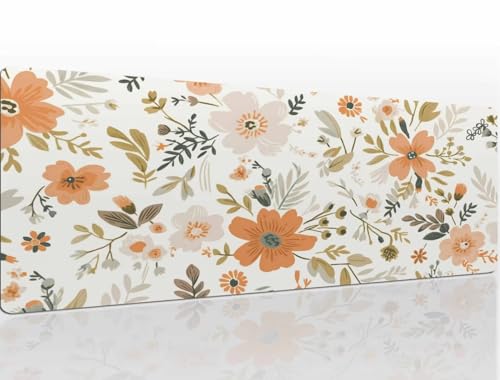 Mauspad 700x300x4 mm Floral Mousepad XL Gaming Mauspad Klein Mouse Pad Schreibtischunterlage Vernähte Kanten Wassxerdicht Maus Pad Mauspads Tischunterlage Schreibtisch Mouspad für Home Office A734 von Heeboode