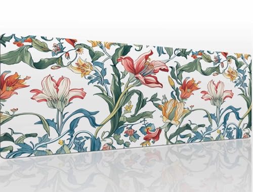 Mauspad 700x300x4 mm Floral Mousepad XL Gaming Mauspad Klein Mouse Pad Schreibtischunterlage Vernähte Kanten Wassxerdicht Maus Pad Mauspads Tischunterlage Schreibtisch Mouspad für Home Office A744 von Heeboode