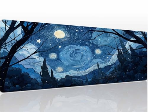 Mauspad 700x300x4 mm Night Mousepad XL Gaming Mauspad Klein Mouse Pad Schreibtischunterlage Vernähte Kanten Wassxerdicht Maus Pad Mauspads Tischunterlage Schreibtisch Mouspad für Home Office A714 von Heeboode