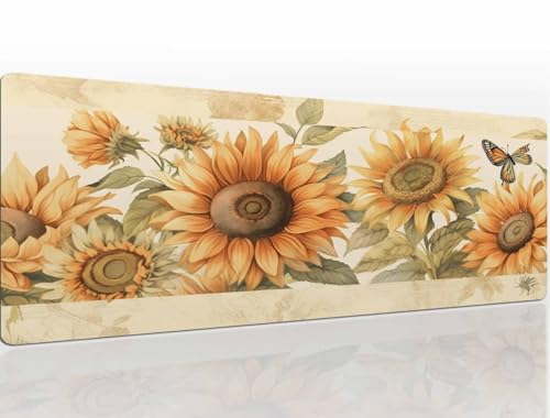 Mauspad 900x500x4 mm Sunflower Mousepad XXL, Speed Gaming Mauspad Groß Mouse Pad Schreibtischunterlage, Wassxerdicht Maus Pad, Mauspads Tischunterlage Schreibtisch Mouspad für Home Office A1316 von Heeboode