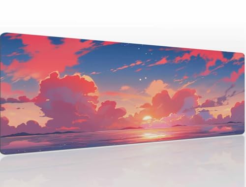 Mauspad 900x600x4 mm Sunset Mousepad XXL Gaming Mauspad Groß Mouse Pad Schreibtischunterlage Vernähte Kanten Wassxerdicht Maus Pad Mauspads Tischunterlage Schreibtisch Mouspad für Home Office A1326 von Heeboode