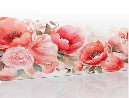 Mousepad Gaming 1400x800x4 mm Gaming Mauspad XXL Flowers Mauspad Gaming Rutschfeste und Wasserabweisend Groß Vernähte Kanten Desk Mat Gaming-Mauspads für Pc Verbessert Präzision Geschwindigkei A767 von Heeboode