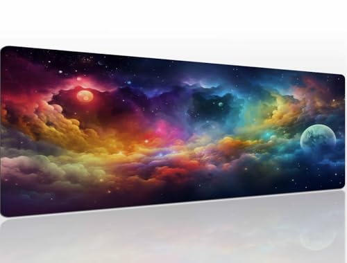 Mousepad Gaming 1400x800x4 mm Gaming Mauspad XXL Rainbow Mauspad Gaming Rutschfeste und Wasserabweisend Groß Vernähte Kanten Desk Mat Gaming-Mauspads für Pc Verbessert Präzision Geschwindigkei A1113 von Heeboode