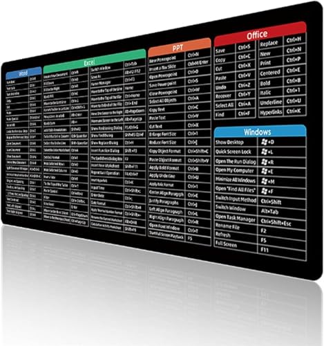 Hehimin Exel Exel Mauspad mit Shortcut-Tasten, kurzgeschnittenes Mauspad, verbesserte Pro-Version, rutschfeste genähte Kanten, erweiterte Schreibtischunterlage (E#, 300 x 600 x 2 mm) von Hehimin