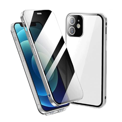 Criteriont Phone Privacy Case for iPhone 16 Pro Max Case, Criteriont Phone Case with Privacy Screen Protector, 360 Full Screen Covered for iPhone 16/15/14/13/12 Pro Max (Silver,12Promax) von Hehuo