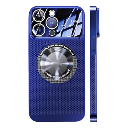 Hehuo for iPhone 16 Pro Max Case Electroplating Heat Dissipation Magnetic Large Window Phone Case, Electroplating Heat Dissipation Phone Case for iPhone 16/15/14/13/12 Pro Max (12,Dark Blue) von Hehuo