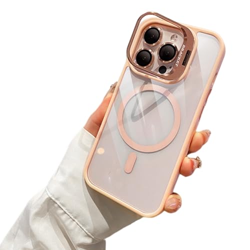 Lens Holder Transparent Case for iPhone16 Pro Max, Anti-Yellowing Soft Edge and Anti-Scratch Hard Back, Shockproof Magnetic Phone Case for 12/13/14/15/16 Pro Max (Pink,13Pro) von Hehuo