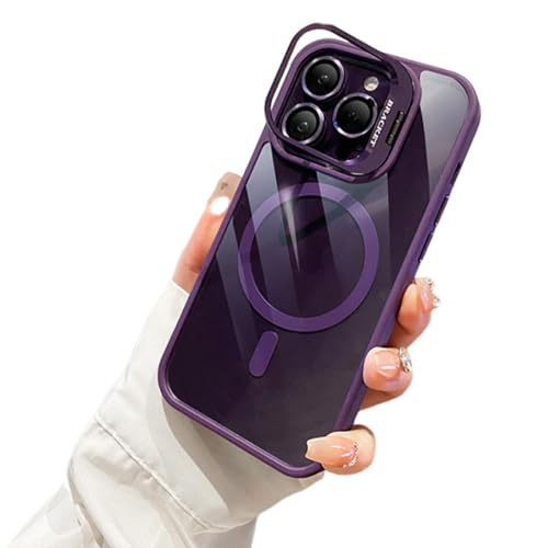 Lens Holder Transparent Case for iPhone16 Pro Max, Anti-Yellowing Soft Edge and Anti-Scratch Hard Back, Shockproof Magnetic Phone Case for 12/13/14/15/16 Pro Max (Purple,12Pro) von Hehuo