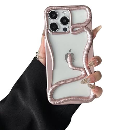 NeoLuxe Electroplated Snake-Pattern Phone Case for iPhone 16 Pro Max Case, Full Protection & Shockproof Cool Hollow Solid Color 3D Snake Phone Case for iPhone Series (12Pro,B) von Hehuo