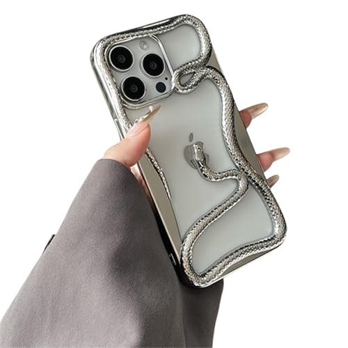 NeoLuxe Electroplated Snake-Pattern Phone Case for iPhone 16 Pro Max Case, Full Protection & Shockproof Cool Hollow Solid Color 3D Snake Phone Case for iPhone Series (13Promax,E) von Hehuo