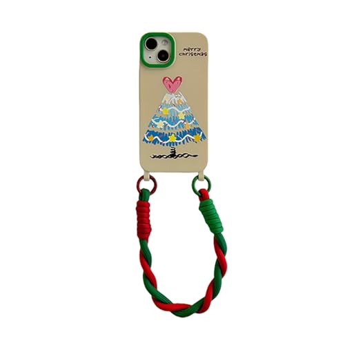 for iPhone 16 Pro Max Love Christmas Tree Phone Case, Cute Merry Christmas Tree Pattern Case with Rope, Soft TPU Protective Case for iPhone 16 15 14 13 12 Pro Max (c-Hand Rope,13Pro) von Hehuo