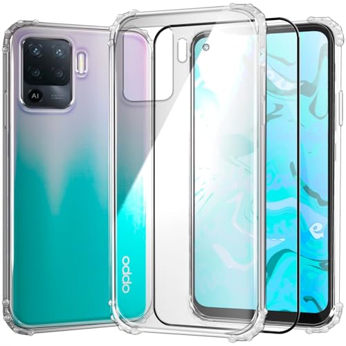 [HelloCase] Hülle für Oppo Reno 5 Lite / 5F / A94 4G / F19 Pro Panzer, Bumper an den Ecken, Silikon, Transparent, Schutzhülle, Handytasche + Hartglas 2.5D 9H von Hello Case