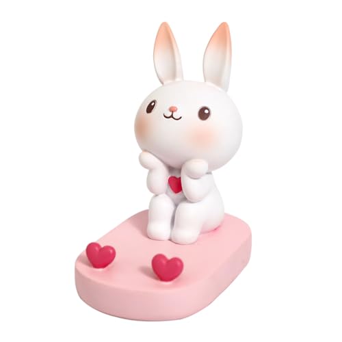 Hemobllo Cartoon Bunny Phone Stand, Cute Rabbit Heart Desktop Phone Holder Desk Decor for Universal Cell Phone Tablet von Hemobllo