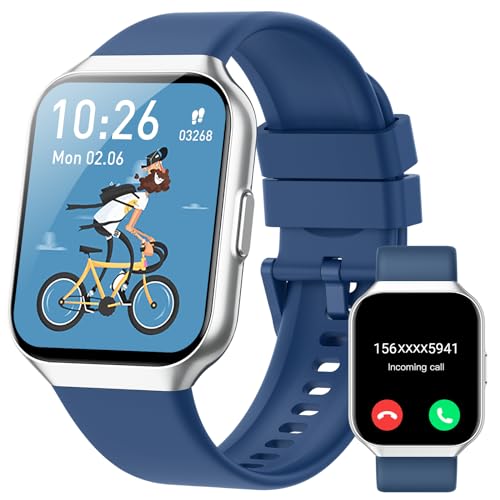 Hendari Smartwatch Damen Herren, 1,96'' Zoll Touchscreen Smart Watch mit Telefonfunktion, 140+Sportmodi Fitnessuhr IP68 Wasserdicht,Sportuhr mit Puls-Schlaf-Monitor Schrittzähler, Uhr für Android iOS von Hendari