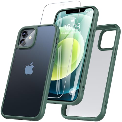 Für iPhone 12/ iPhone 12 pro Hülle,Hanyhülle iPhone 12 mit Panzer Schutz Glas Stoßfest Militärstandard Rundumschutz Outdoor Matt Cover Schutzhülle für iPhone 12/12 Pro Case 6.1 '',Grün von Hensinple