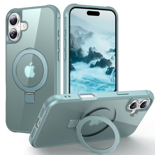 Hensione Magnetischer, unsichtbarer Ring für iPhone 1 Plus, kompatibel mit MagSafe, [Militärqualität, stoßfest], schlanke, stoßfeste, durchscheinende, matte Schutzhülle für iPhone 1 Plus, Seeblau von Hensione