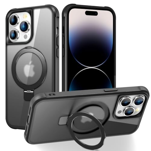 Hensione Magnetischer unsichtbarer Ring für iPhone 14 Pro Hülle, [Kompatibel mit MagSafe], [Militärqualität stoßfest], schlanke, stoßfeste, durchscheinende, matte Schutzhülle für iPhone 14 Pro, von Hensione