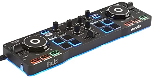 Hercules DJControl Starlight - Tragbarer 2-Deck DJ-USB-Controller mit 8 Pads, Serato DJ Lite Software, für PC und MAC von Hercules