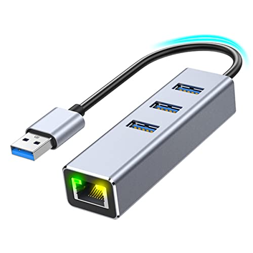 USB Ethernet Adapter, USB 3.0 Hub mit Gigabit Ethernet RJ45 LAN Port, USB Splitter auf 1000Mbps Netzwerkanschlussadapter für MacBook Pro/Air, SurfaceBook, ChromeBook, Laptop, PC, mehr (USB-A) von Herfair