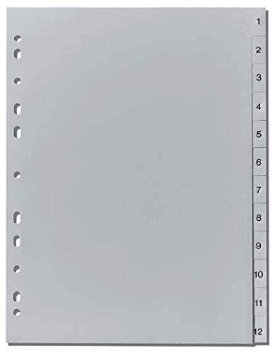 Herlitz Binder-Einteiler PP A4 1-12, 23 x 29,7 cm, Eurolochung, grau von Herlitz