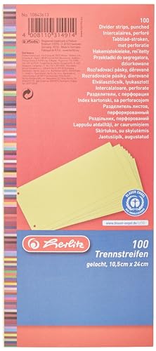 Herlitz 10843613 Trennstreifen, 100-er Packung, Gelb von Herlitz