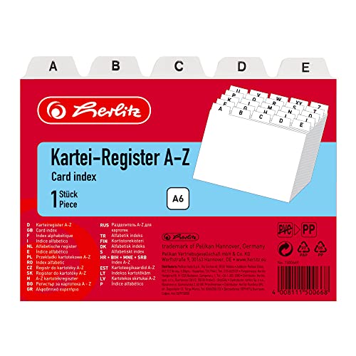 Herlitz Karteiregister A6, A-Z, Weiß, Kartei-Register im Querformat, für DIN A6 1500669 Herlitz Karteiregister A6, A-Z, Weiß, Kartei-Register im Querformat, für DIN A6 1500669 von Herlitz