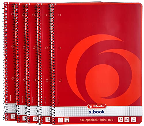 Herlitz Collegeblock x.book A4, Lineatur 28, 80 Blatt, Rand innen und außen, 5 Stück Herlitz Collegeblock x.book A4, Lineatur 28, 80 Blatt, Rand innen und außen, 5 Stück von Herlitz