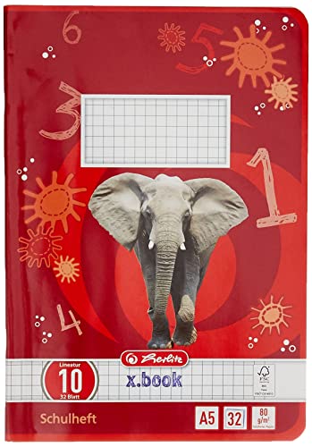 Herlitz Heft A5 Lineatur 10, holzfreies Papier, kariert mit Rand, 80 g/m², 32 Blatt, weiß von Herlitz